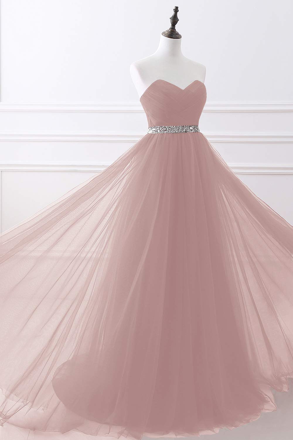 Misshow Robe Femme Longue Chic Soirée Dos Nu Epaule Nu Robe de Cocktail Longue Mariage en Tulle