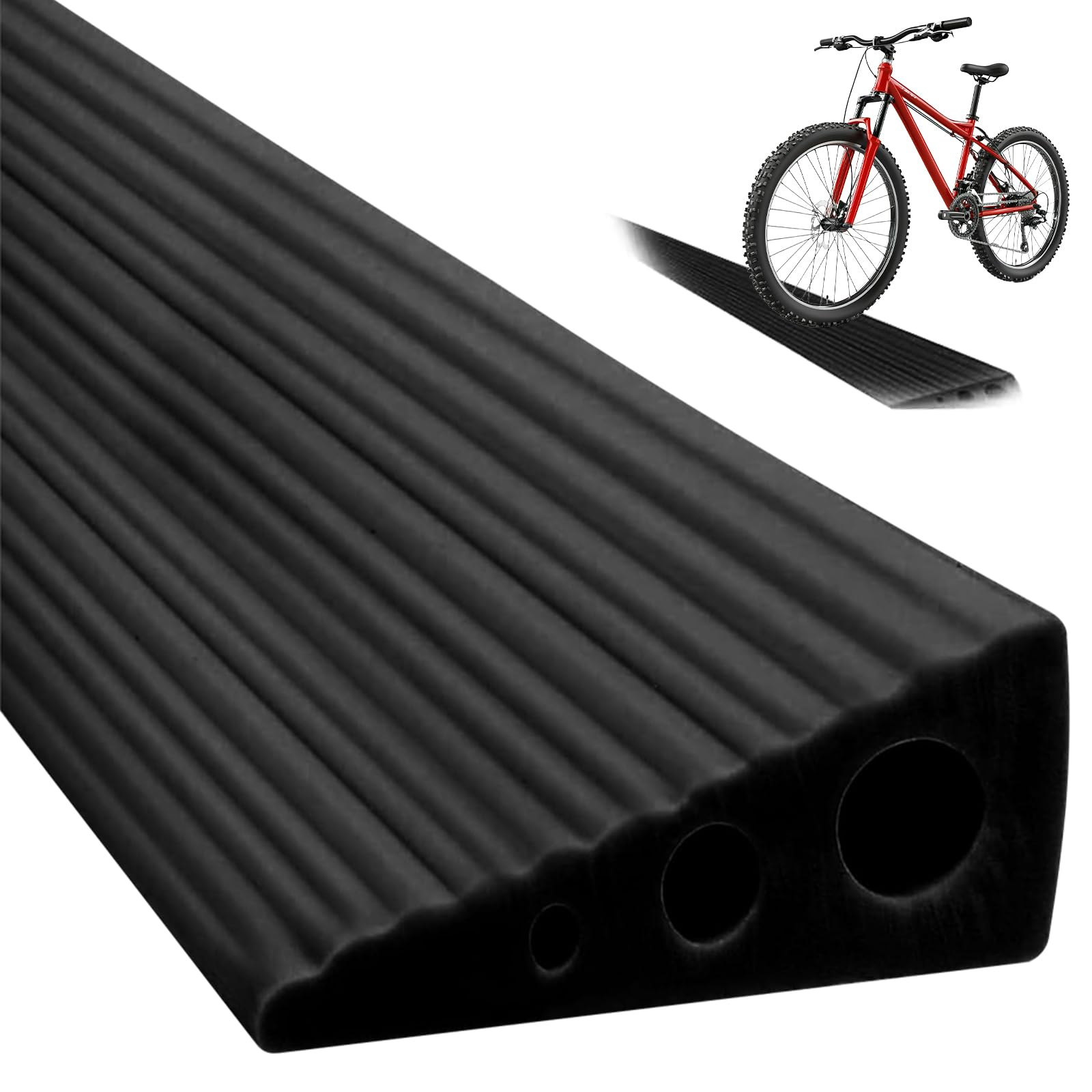 Rampa di Soglia per Porta in TPE, Altezza 2 cm, Carico Max 500 kg, Antiscivolo | per Sedie a Rotelle (Elettriche), Passeggini, Robot Aspirapolvere, Disabili | Design Resistente (Nero, 100x6x2cm)