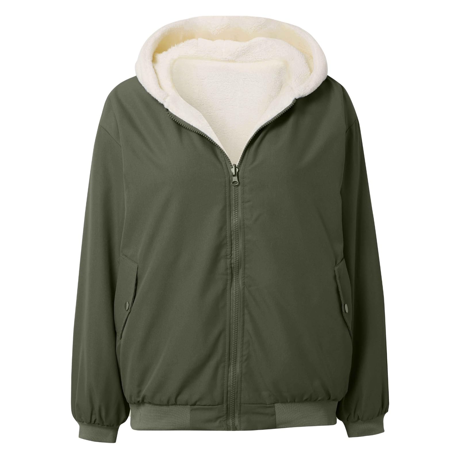 Genérico Chaqueta Mujer Invierno Corta,Chaqueta De Lana Para Mujer Con Doble Capa De Lana Gruesa Y Capucha