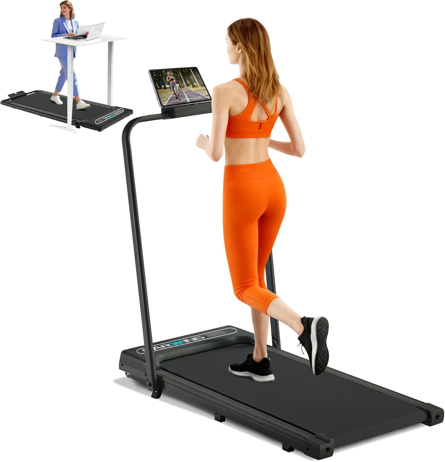 BARWING Foldable Incline Walking Pad 3.0/3.5 HP Treadmills for Home, 7.5/8.5 MPH Under Desk Treadmill with Handles, Foldable Treadmill with Quiet Brushless, 330 LBS Weight Capacity