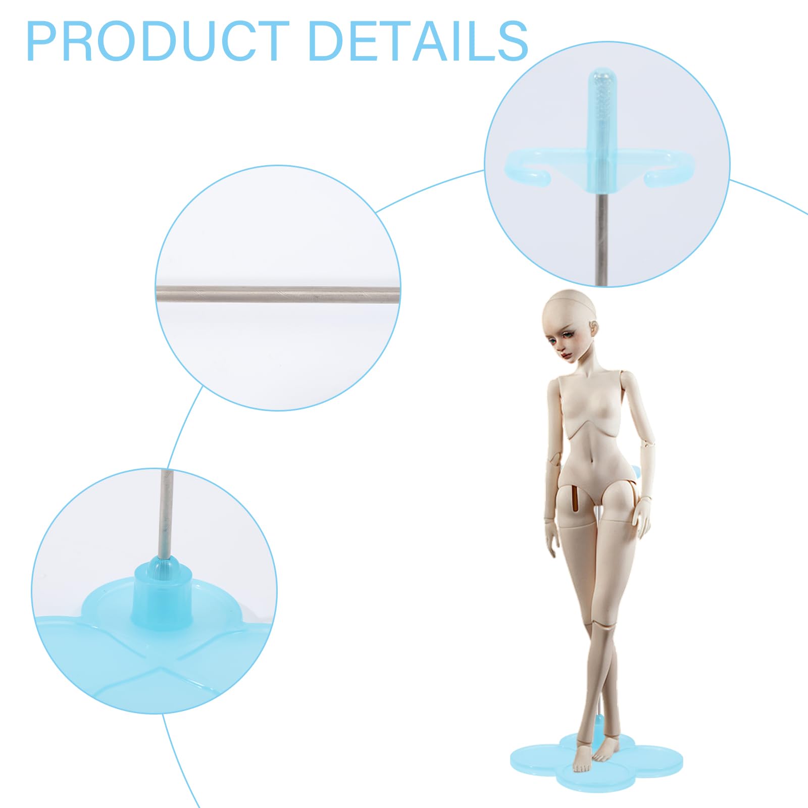 CHGCRAFT 2Pz Supporto per bambole di plastica regolabile Supporto per mini bambole, blu scuro, 90x90x175mm