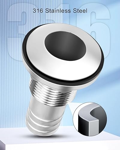 Miniatura 21 de Ajuste corto recto a través del casco de púas con tuerca y junta personalizada para barco RSV Yate, acero inoxidable marino 316 a través del casco