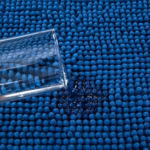 Home Beyond & HB design - Chenille Bath Rug Mat - Super Soft Non-Slip Absorbent Quick Dry Machine Washable Bathroom Mat,24x35-Inch, Blue - 4