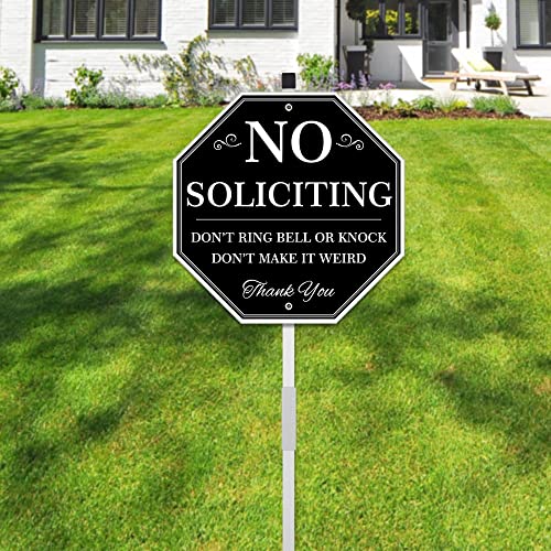 Uflashmi No Soliciting Yard Sign, No Soliciting Sign For House Yard With Stake, 10” X 28”, Metal #TOP4