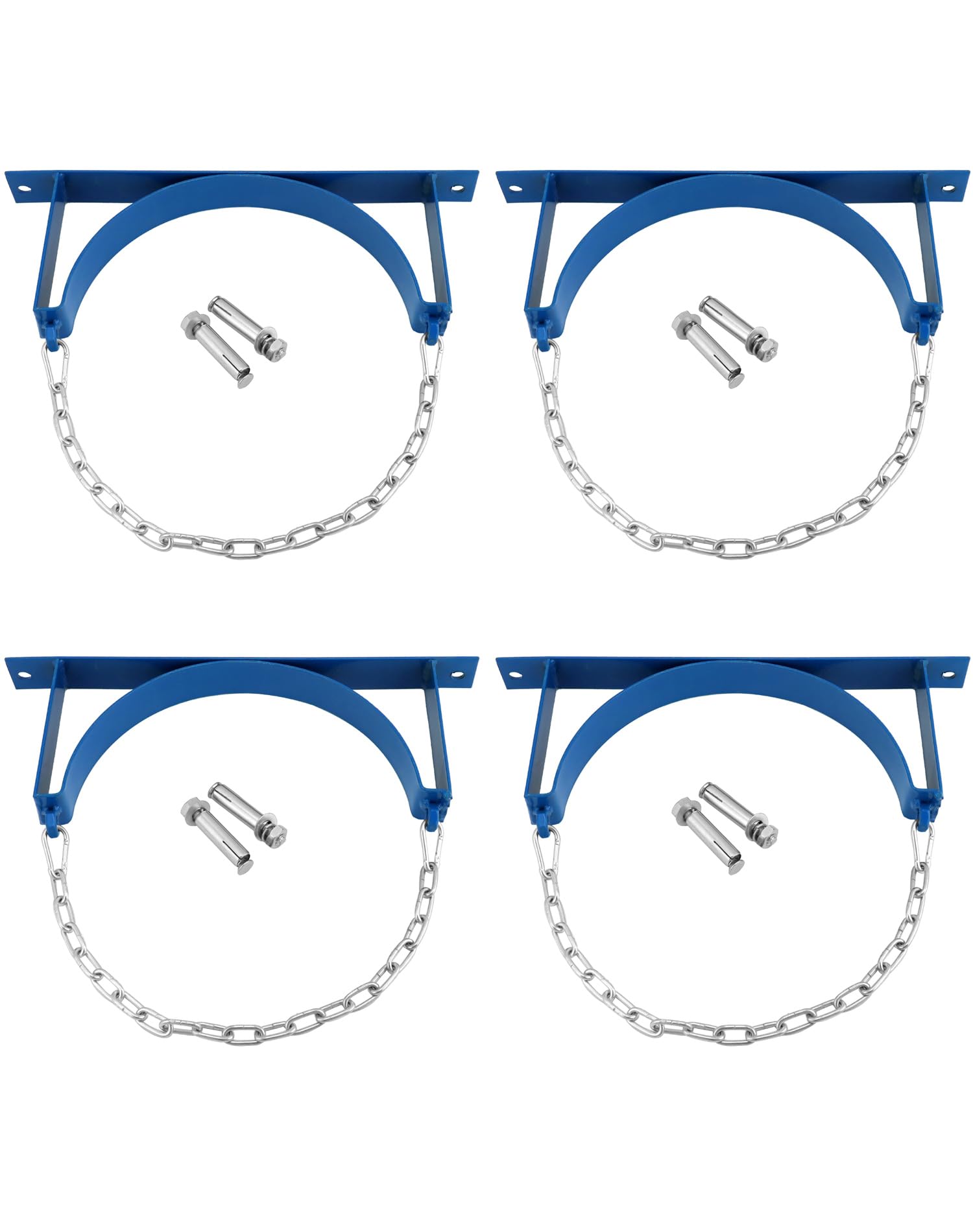 QWORK Steel Wall-Mounted Bracket for Cylinder, 4 Pack Gas Cylinder Bracket with Screws and Safety Chain Supported