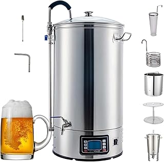 40-Liter-All-in-One-Braukessel mit LCD-Steuerung und Turbokühlung – 10,5 Gallonen elektrisches Brausystem for die Herstellung von selbstgebrautem Bier | 20-minütige Würzekühlung, 7-stufige Temperaturr