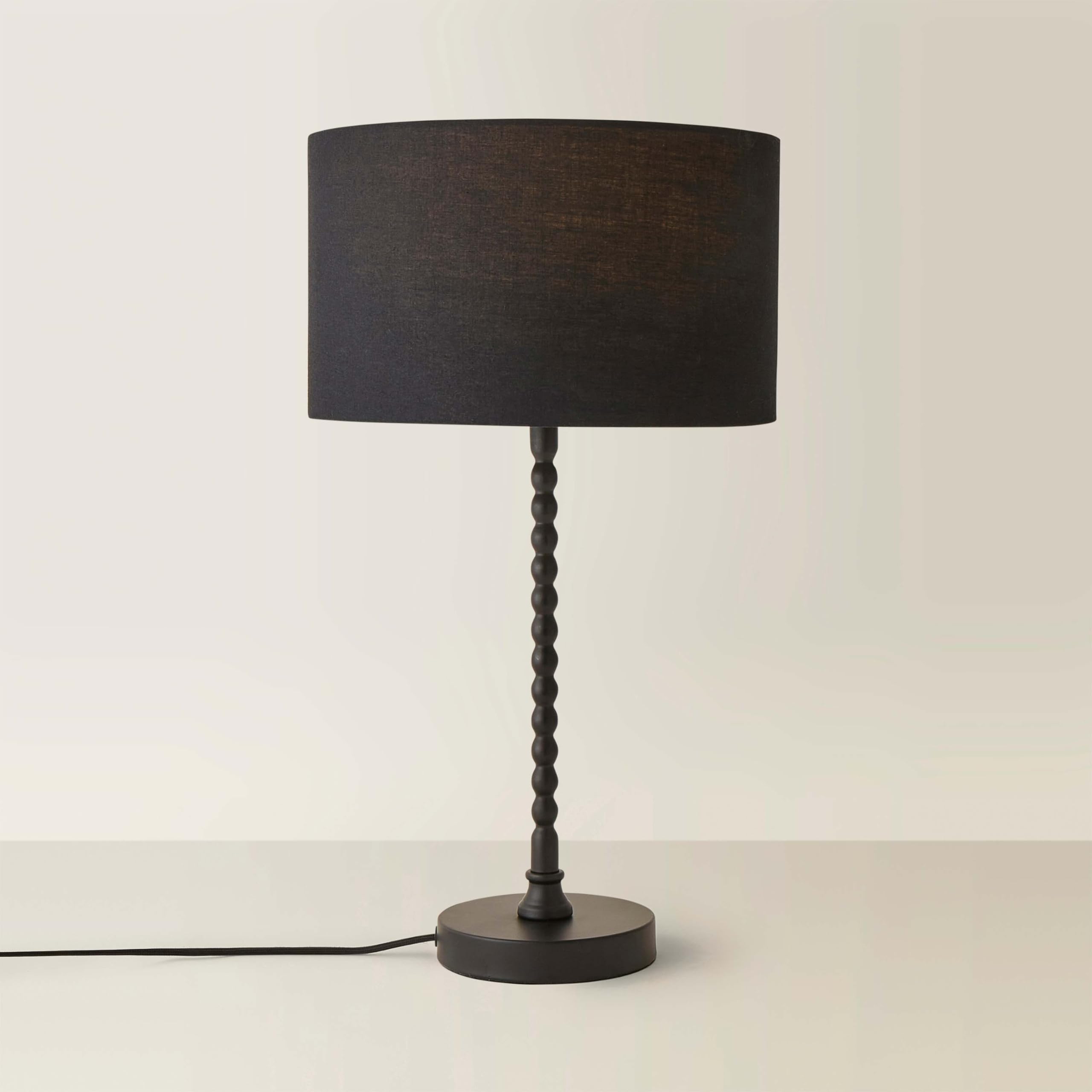 ValueLights | Maeve Black Fabric Drum Lamp Shade Matte Black Bobbin Bobble Table Lamp | Table Lamps, Home Décor & Improvement Essential