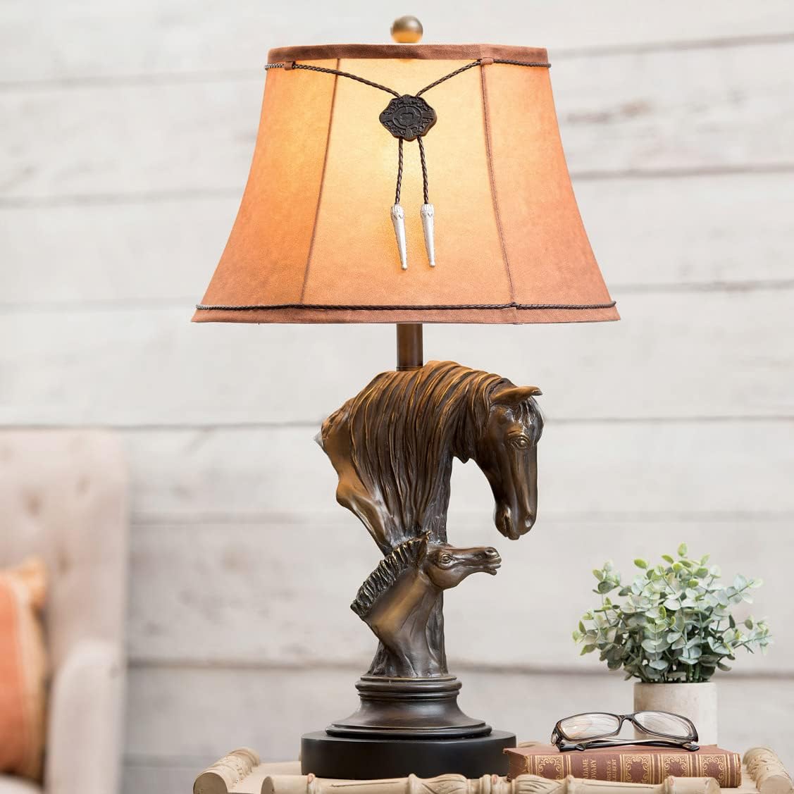 BLACK FOREST DECOR Horse & Colt Table Lamp, Resin, Accent Lighting, 8" Dia. x 28 1/2" H