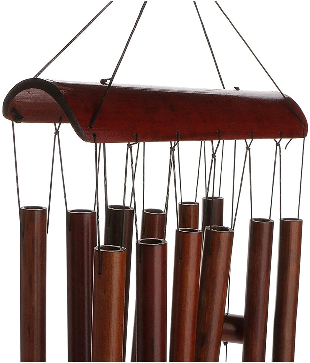 Carillon Commémoratif Cloche De Vent Carillon Tubes Bambou Faits À La Main Naturels pour Décoration Extérieure d'arbre Patio Jardin Maison D'intérieur Extérieur Décoration