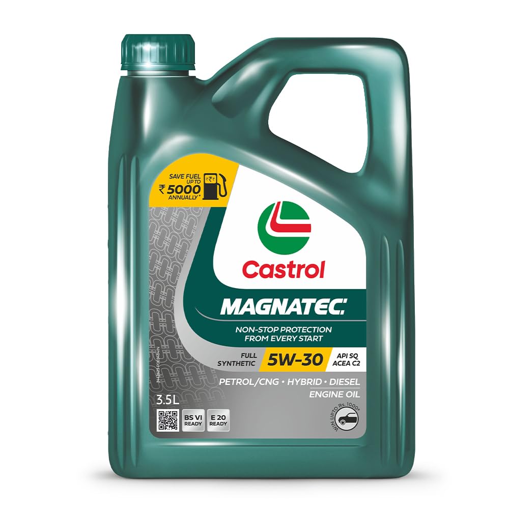 Castrol MAGNATEC Stop-Start 5W-30 Full Synthetic Engine Oil for Petrol, Diesel and CNG Cars (3.5L) (3416662)