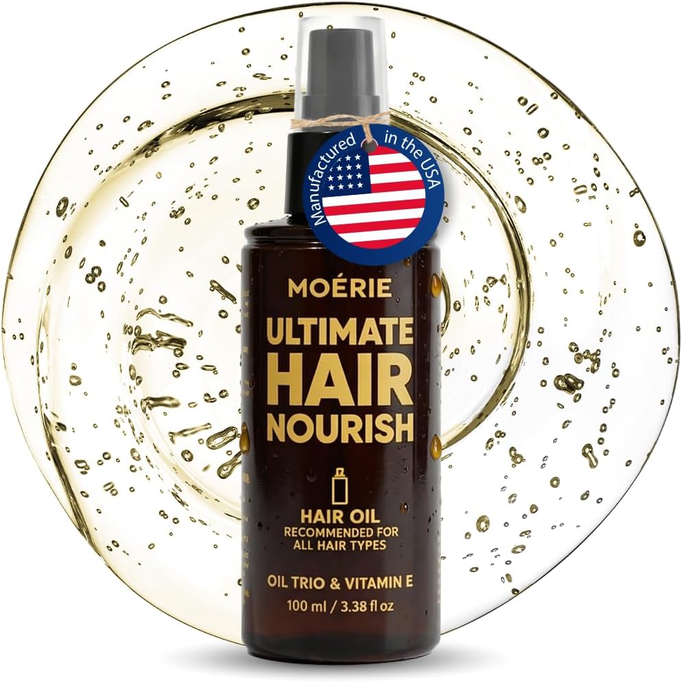 Moerie Ultimate Hair Oil for frizzy, dry and damaged Hair - Deeply Nourishing Rejuvenation - With Vitamin E, Jojoba & Hemp