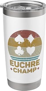 Euchre Champ Funny Vintage Euchre Board Game Stainless Steel Insulated Tumbler