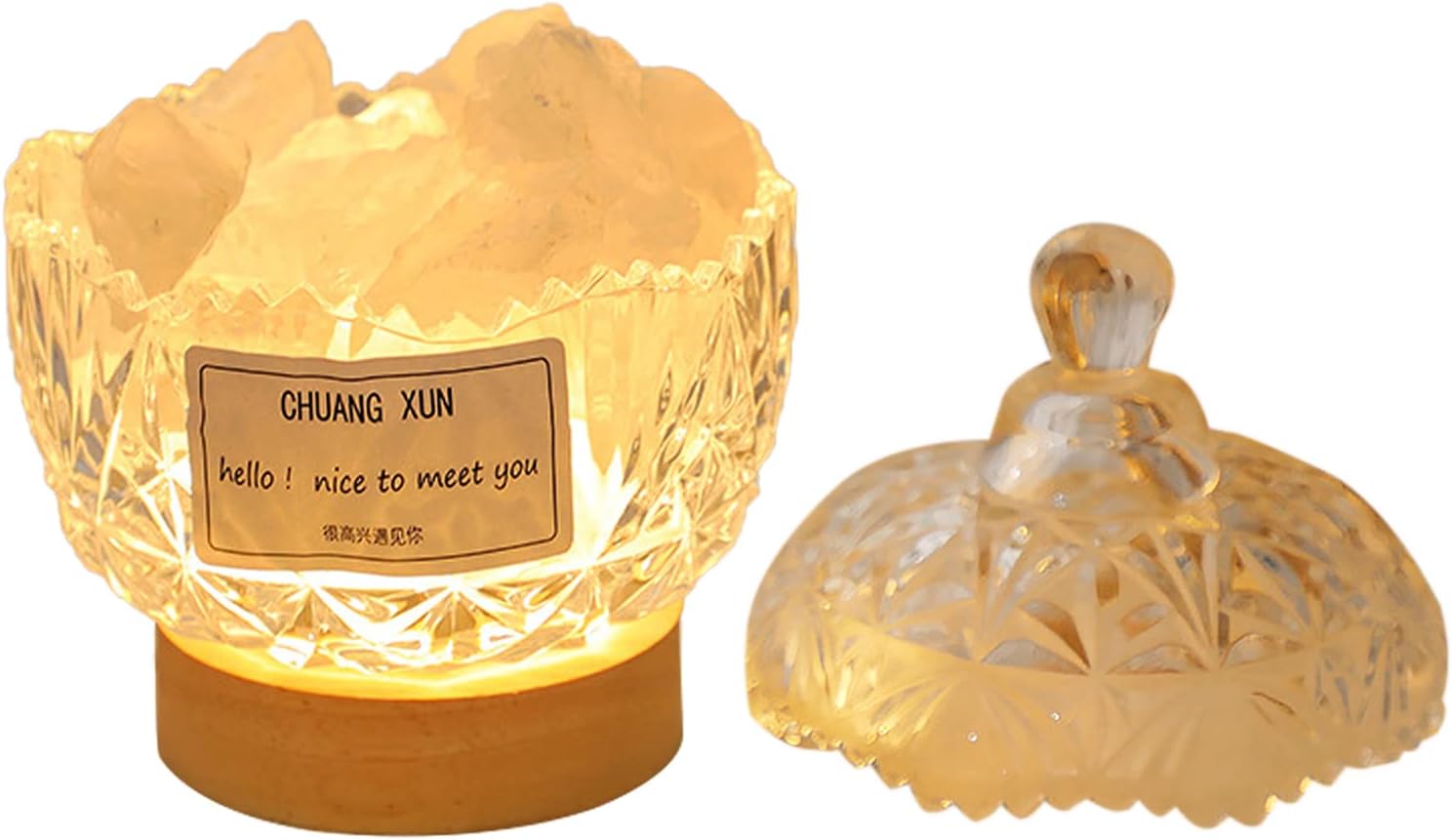 Sempoda Natural Crystal Salt Lamp Essential Oil Diffuser, USB Night Light with Healing Stones, Himalayan Salt Rock Lamp Aroma Diffuser for Stress Relief Meditation for Bedroom Office Home Decor