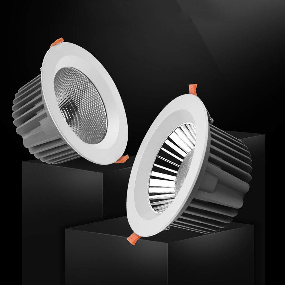 Luces LED empotradas de Techo, focos Integrados neutros, Luces empotradas Modernas, ultrafinas, Redondas, de Aluminio Fundido a presión, con Rejilla Blanca, para Sala de Estar, Dormitorio, Cocina