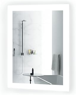 Krugg Small LED Bathroom Mirror 15 Inch x 20 Inch | Lighted Vanity Mirror Includes Dimmer & Defogger | | Wall Mount Vertical or Horizontal Installation