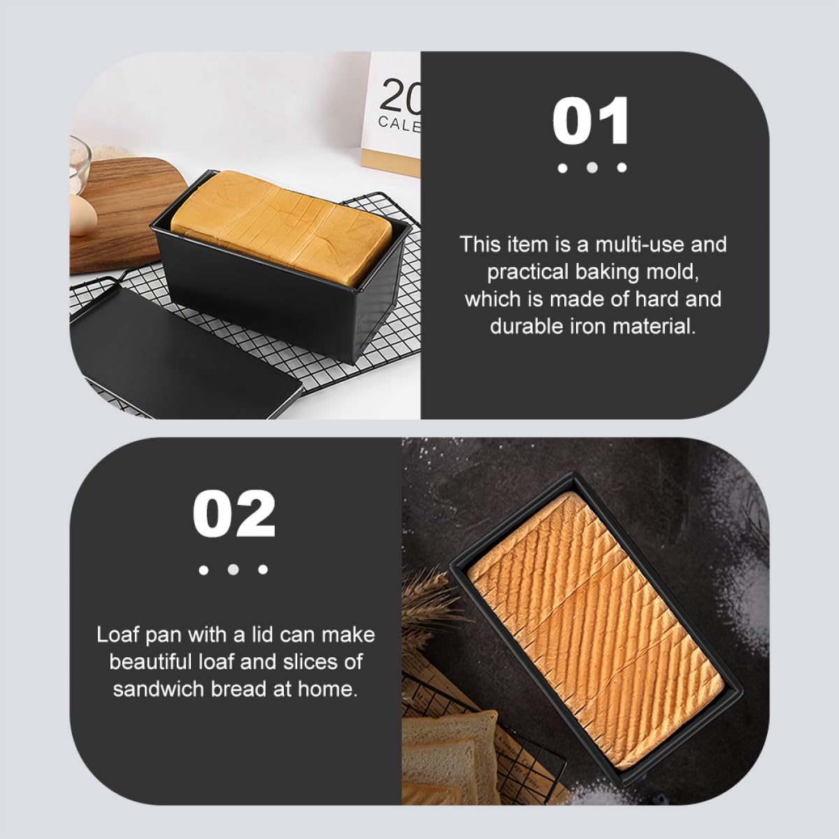 Backform für Brot mit Deckel aus Eisen Antihaftbeschichtung Wärmeleitung zum Backen Zuhause für Toastbrot