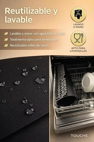 Miniatura 3 de Touche Protector De Horno Interior 2 Unidades Hoja Revestimiento Horno Reutilizable, Antiadherente Y Resistente A Altas Temperaturas Incluye Libro De Recetas.