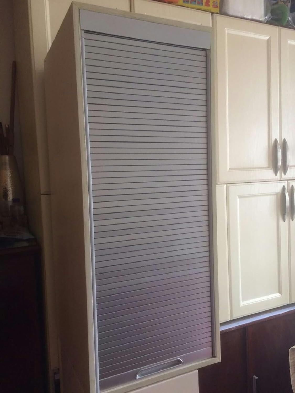 Foelanne Wxh Accordion Folding Door Kit, Accordion Folding Door Wall Cabinet Tambour Door Track Kit, 60X(50-120) Cm(60X110cm)