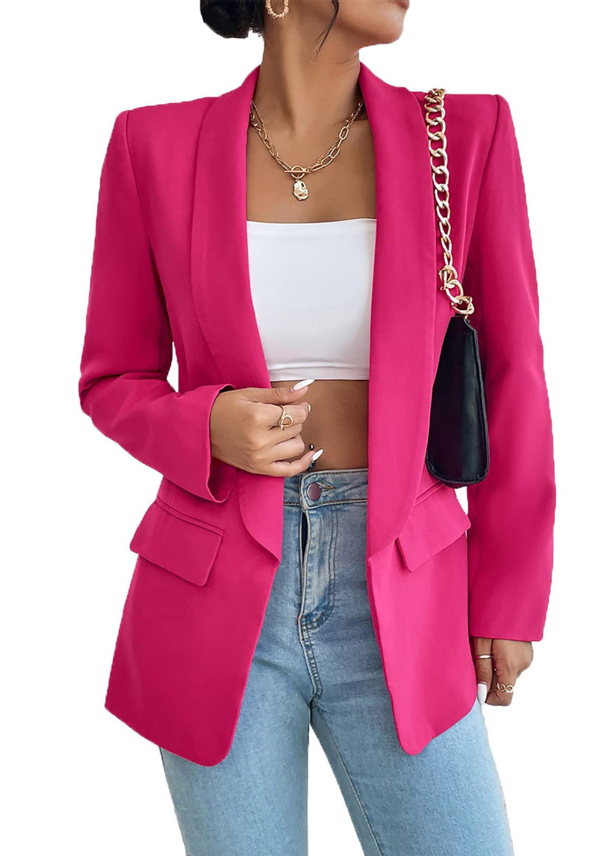 Nihsatin Womens Business Casual Blazer Lapel Collar Open Front Long Sleeve Jackets