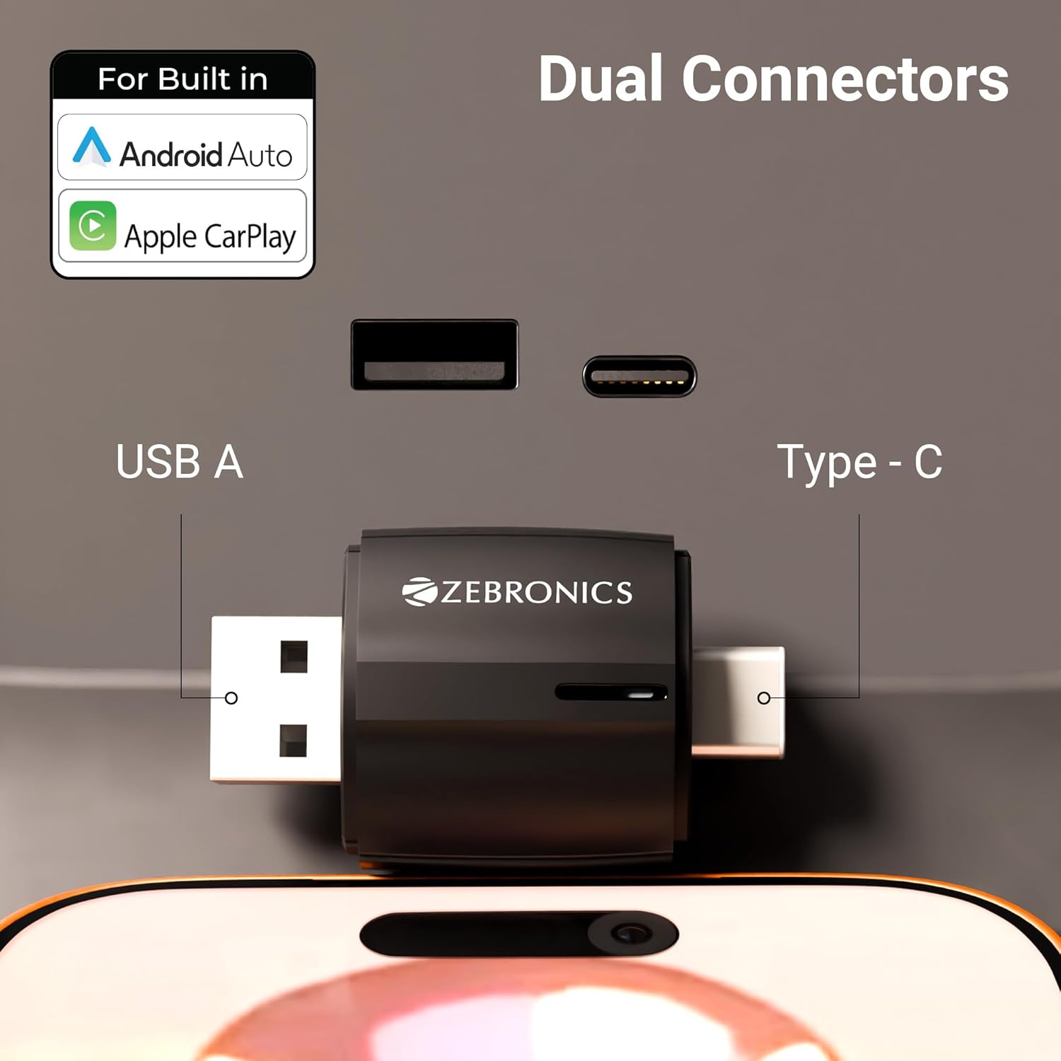 New Year Sale Zebronics 2-In-1 Wireless Carplay Receiver, Converts Wired A...