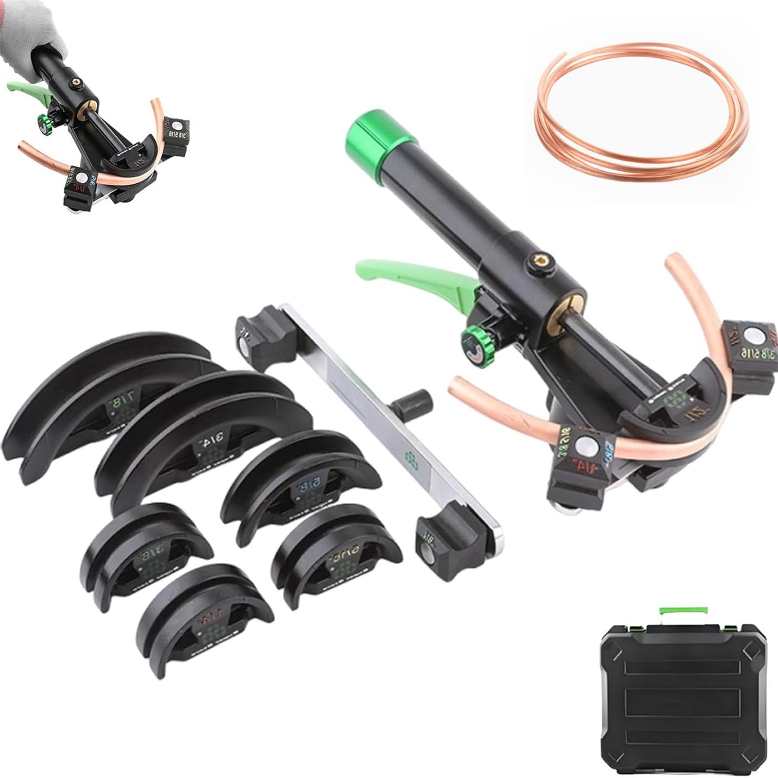 STDZQCWY Hydraulic Tubing Bender Kit 1/4"–7/8" With 7 Dies, Hvac Copper Pipe Bender Tool Set, 90° Bend For Air Conditioning, Refrigeration & Plumbing