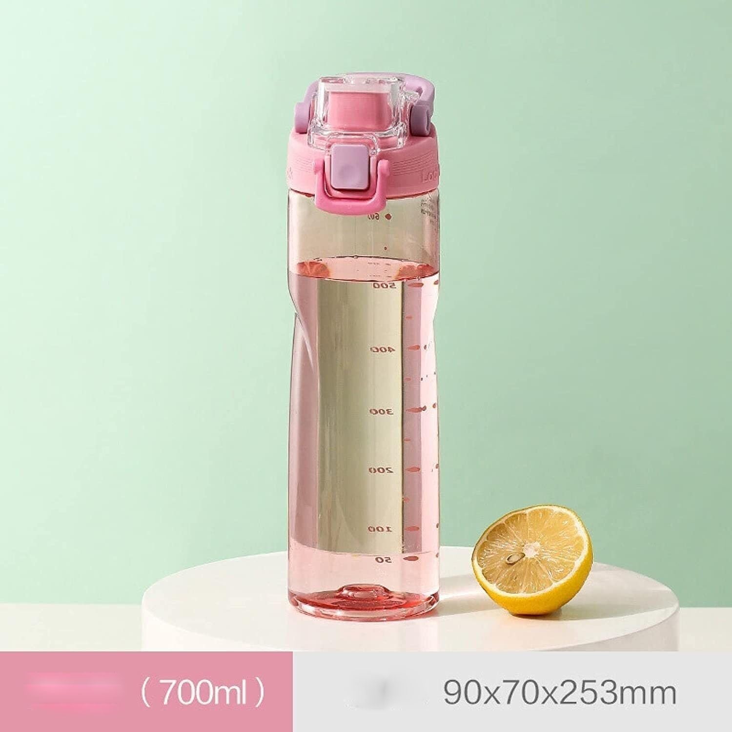 Bouteille d'eau Bouteille d'eau de Bureau Sports de Plein air Tasse à Eau en Plastique Tasse à jus Tasse à Boire Bouilloire Portable Rose 700 ML Gourde(Rosa)