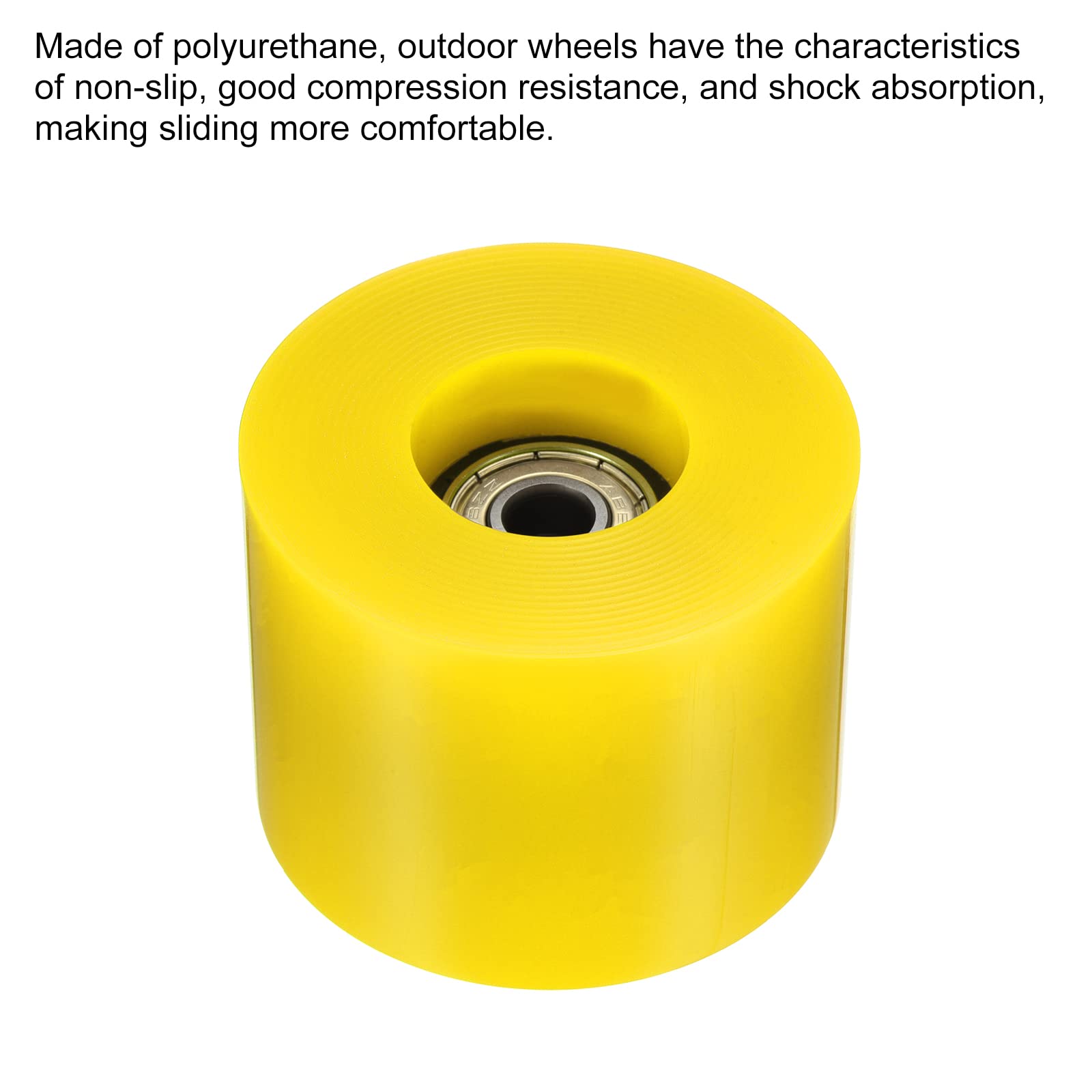 PATIKIL Lot de 4 roues de rechange pour longboard de 60 mm avec roulements ABEC-11, 80 A, jaune doré