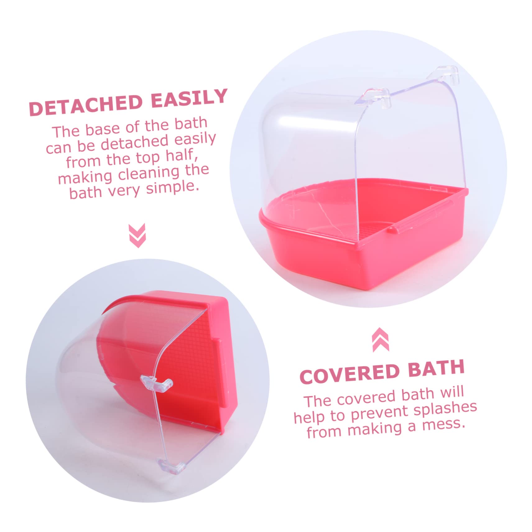 BESPORTBLE 3pezzi Vasca da Bagno per Uccelli Coperta Adatta per Canarini e Pappagalli Rossa Vaschetta per Bagno da Cassa per Piccoli Uccelli