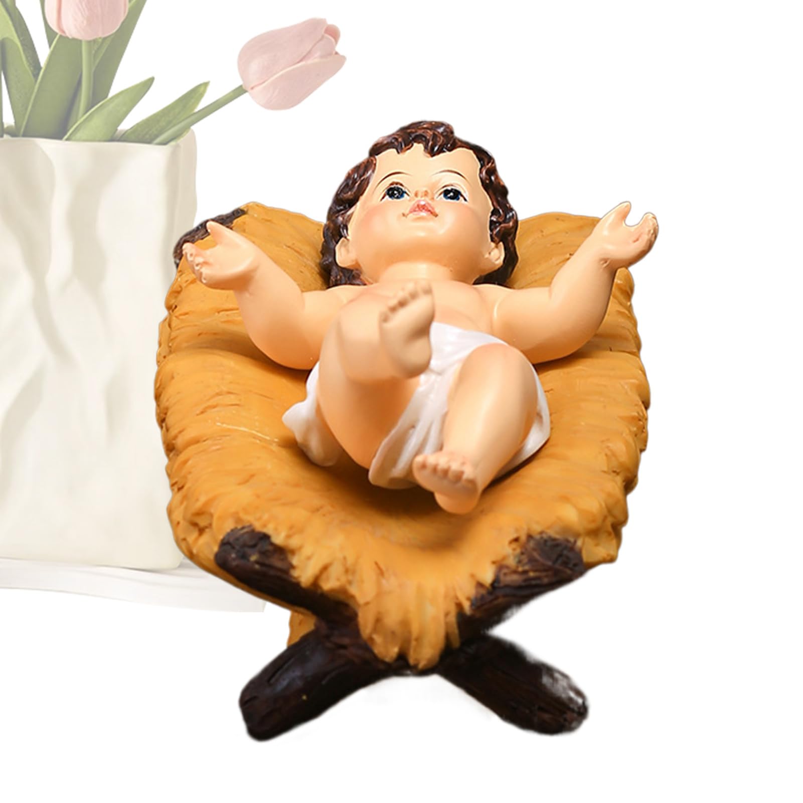 Statue chrétienne de crèche de Noël en résine aux finitions soignées