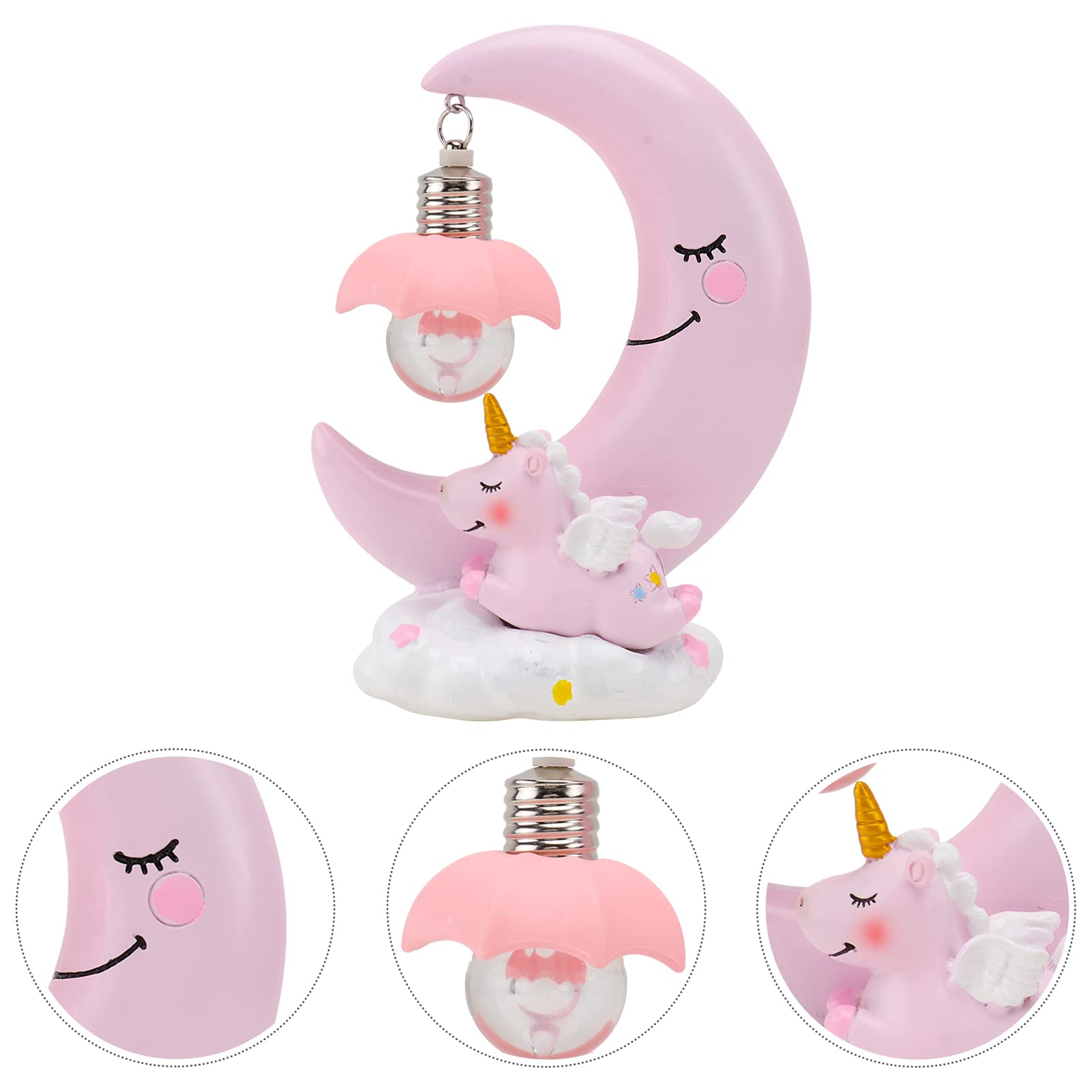 Lámpara Nocturna Resina Niña Diseño Luna Rosa Decorativa Mesita Noche Regalo Cumpleaños Niño Niña