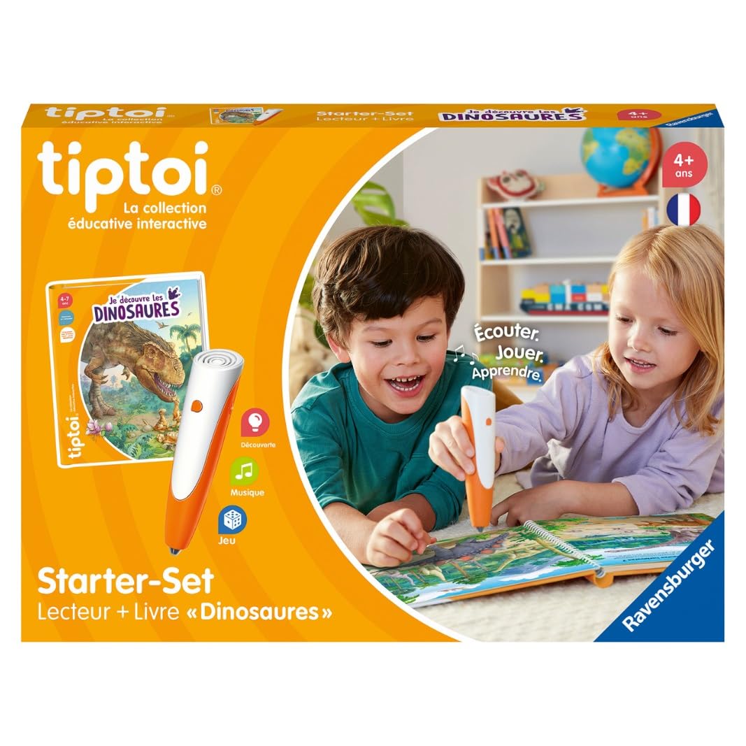 Ravensburger - tiptoi® - Starter Set - Lecteur + Livre 'Je découvre Les Dinosaures' - Jeu éducatif électronique, sans écran - Dès 4 Ans - Version française - 00175