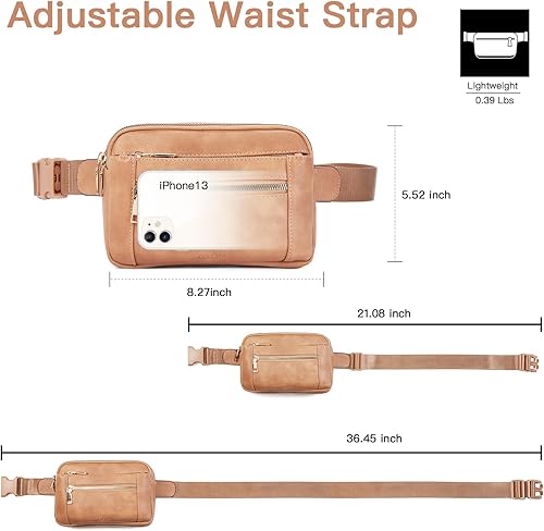 Miniatura 3 de Telena Riñoneras para Mujer Bolsa de Cintura de Cuero Bolsa Cruzada de Moda con Correa Ajustable, Talla única