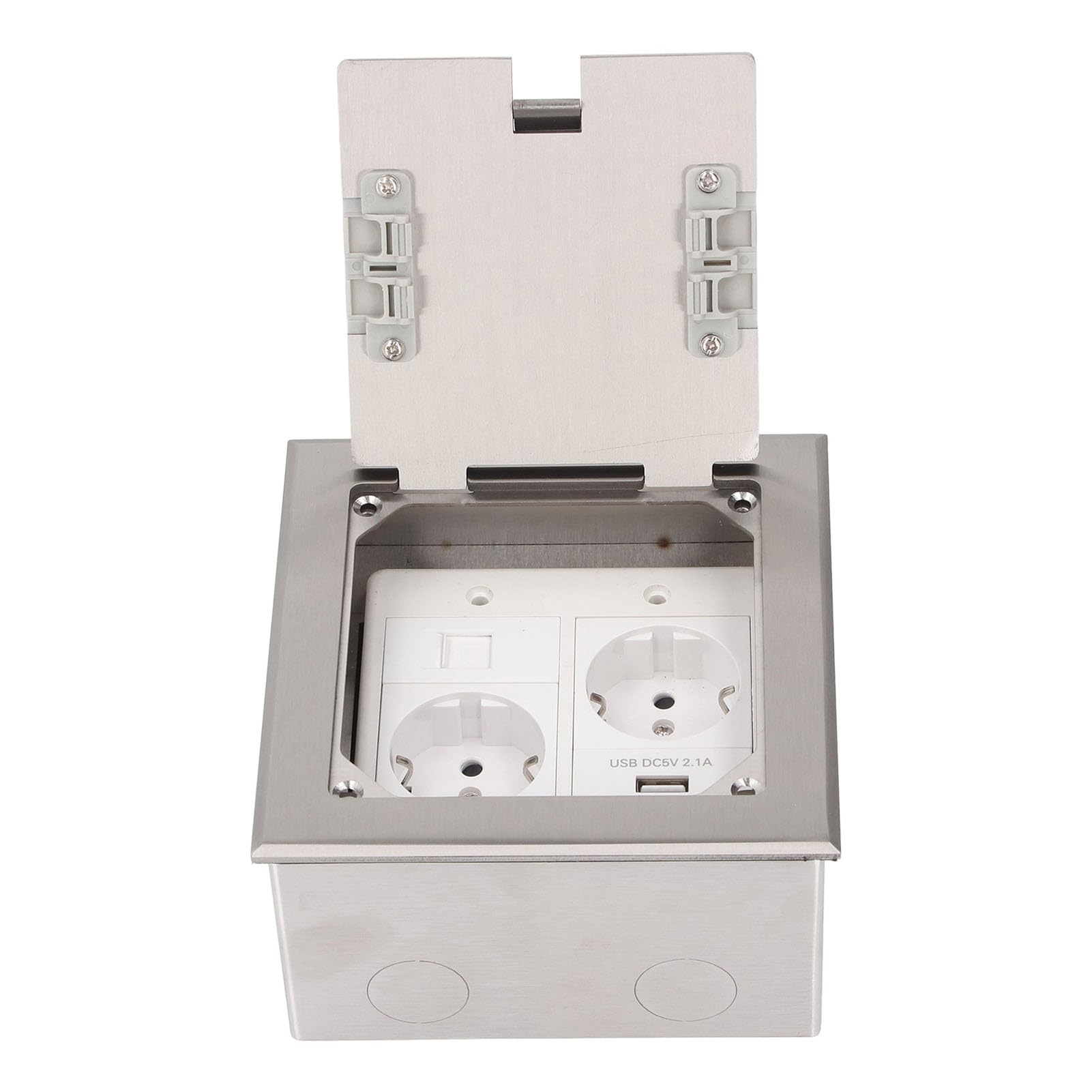 Jiawu Wpuszczany w podłogę Gniazdko Podłogowe 2500W 16A, 2 Gniazda 1 USB