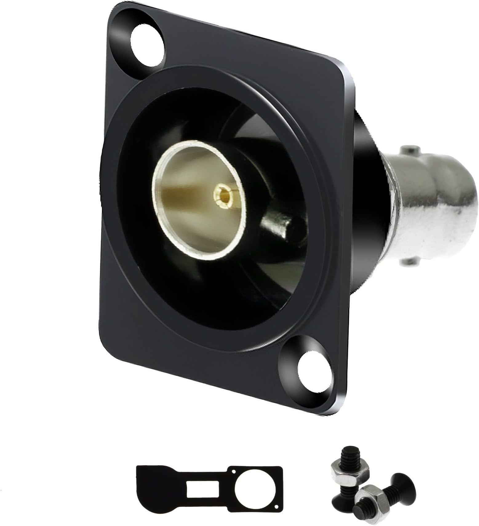75 Ohm BNC D-Type Panel Mount Connector - SDI Compatible, Gold-Plated Coaxial Female-to-Female Adapter with Waterproof Cover for Custom Communication & Surveillance Systems