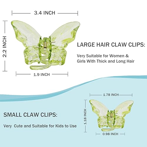 Miniatura 3 de 12 pinzas para el cabello de mariposa transparentes, pinzas acrílicas para cabello grueso, delgado y mediano, antideslizantes, pinzas de mariposa