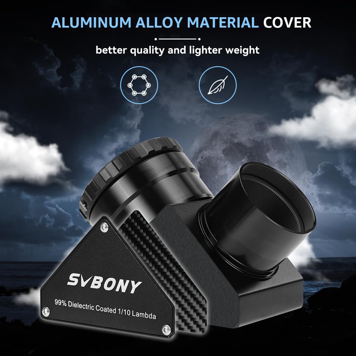 SVBONY SV223 - Espejo Diagonal de 90 Grados, Revestimiento dieléctrico Reflectante al 99%, Imagen erecta, Estrella Diagonal, 5 cm con Adaptador de 1.25 Pulgadas, Adaptador Diagonal para telescopio