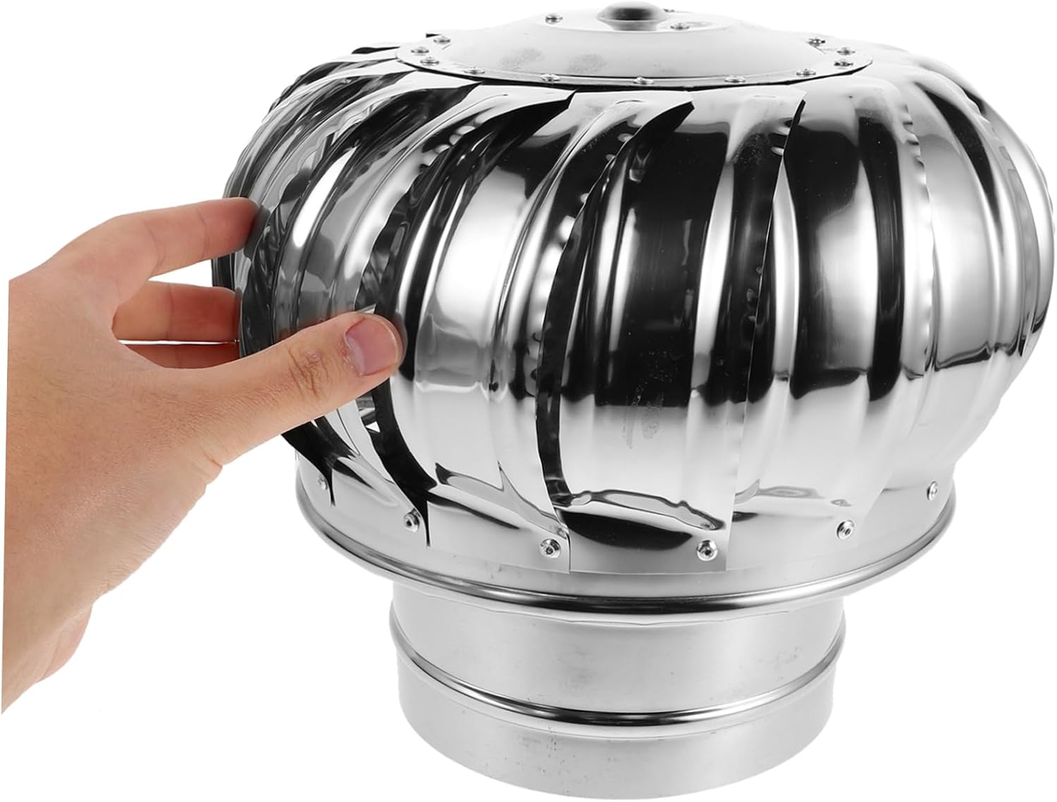 Chimney Vent Hood Stainless Steel Rotating Wind Turbine Rainproof for Roofs and Chimneys Efficient Weather Resistant Exhaust Cap for Indoor Air Quality