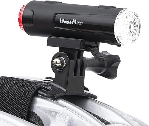 Miniatura 9 de Semaho Luz de casco recargable 2 en 1 con soporte de montaje de luz de bicicleta nocturna, seguridad de equitación, 5 modos de luz de advertencia,