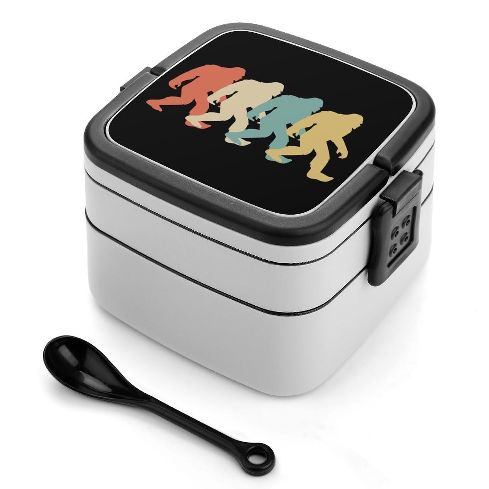 CGSBNGHA Vintage Bigfoot Sasquatch Bento Lunch Box 2 Layer Lunchbox Food Container for Adults Office