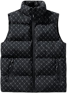 [Vihana] 英字柄 中綿ベスト ダウンベスト 男女兼用 メンズ 秋冬 防風 厚手 綿 軽量 立ち襟 ファスナー付き ポケット ノースリーブ パファーベスト ベスト カジュアル ファッション 通勤着 通学 アウター レディース