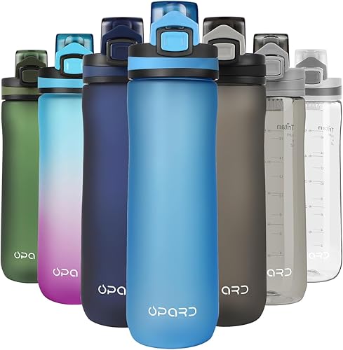 Opard - Botellas deportivas para agua, de 20onzas, sin bisfenol A (BPA), a prueba de fugas, de plástico tritán con tapa abatible