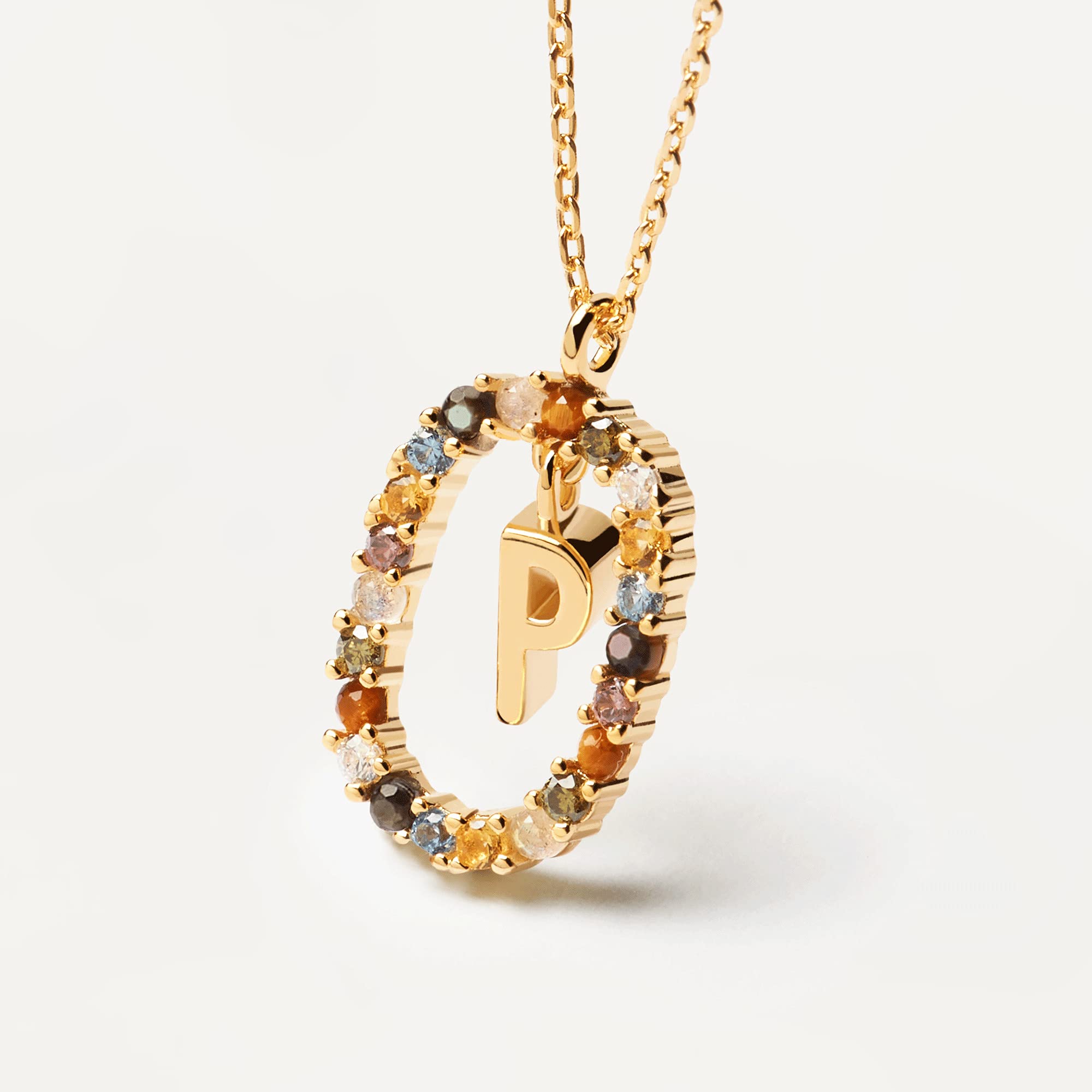 PDPAOLA – Collar con letra P de plata de ley 925, chapado en oro de 18 quilates, joya para mujer