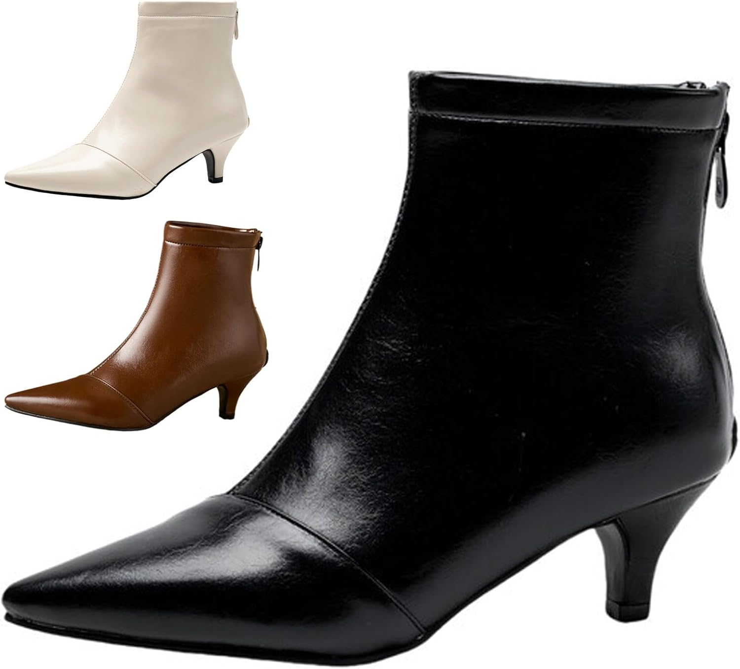 Women's Stiletto Ankle Boots - Comfortable Low Heel