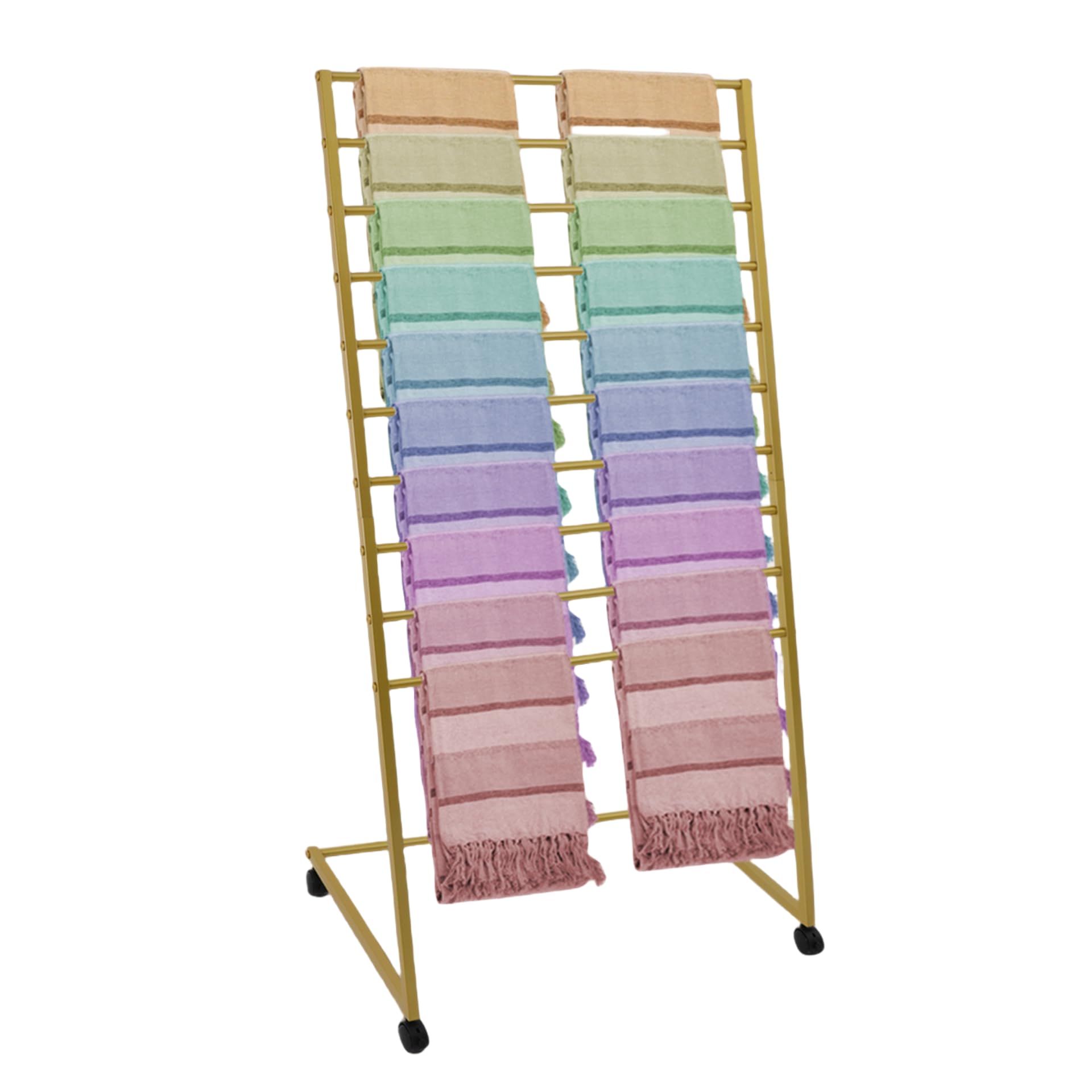 Photo 1 of MARTEXBUY Scarf Organizer, Scarf Display Stand, 10 Tier Metal Scarf Holder Organizer, Floor-standing Scarf Rack for Commercial or Home, Hijab Stand RackTies Belt Pants Hanging Rack