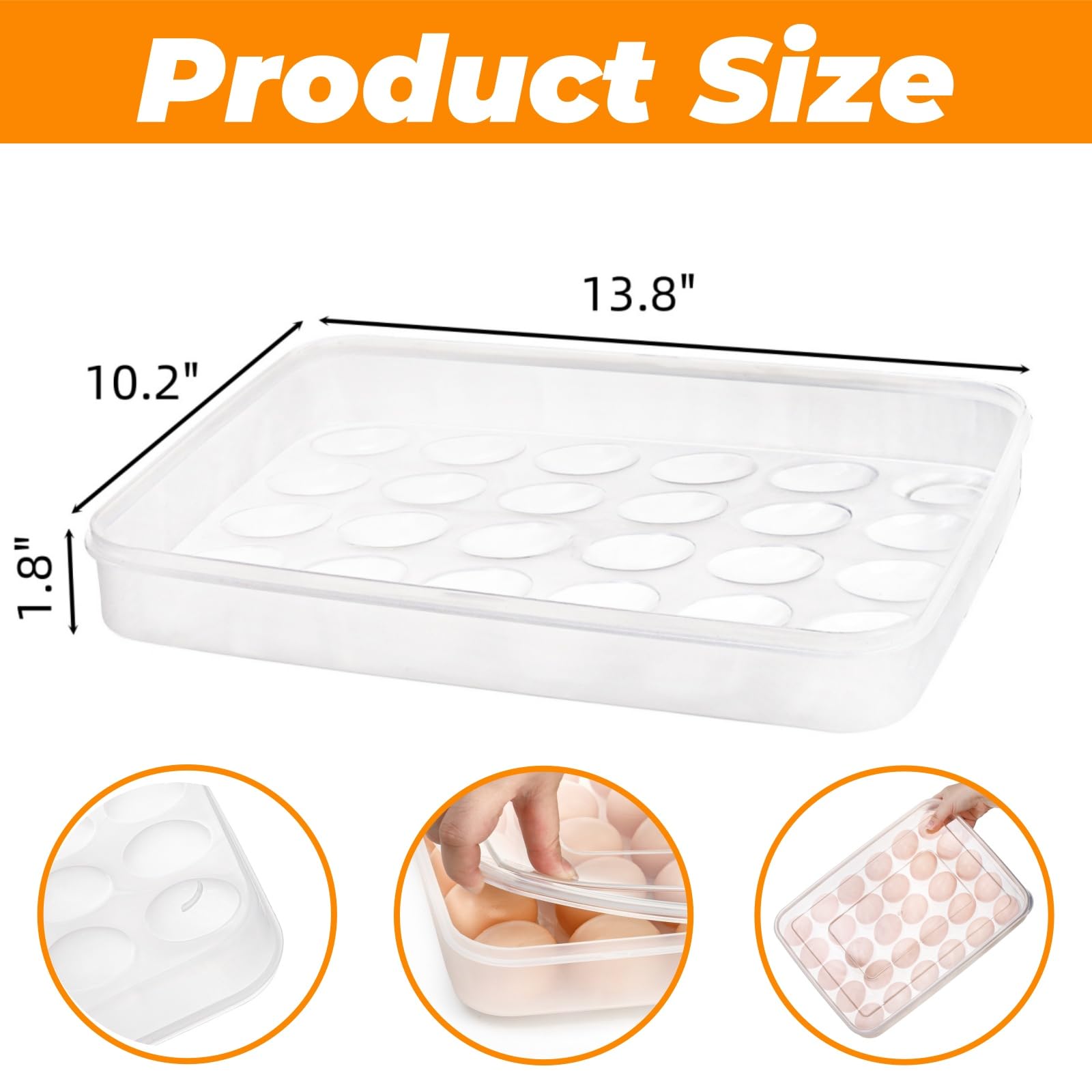 Paquete de 3 recipientes para huevos con tapa, bandeja portadora de huevos Deviled de plástico con 90 ranuras, soporte apilable para huevos de almacenamiento para refrigerador, bandeja de 2