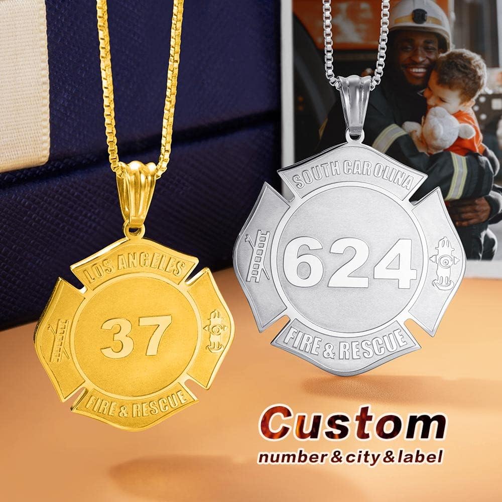 Custom Firefighter Necklace For Men Stainless Steel Personalized Fire Fighter Pendant Necklace For Women Anniversary Birthday Gifts - Image 6