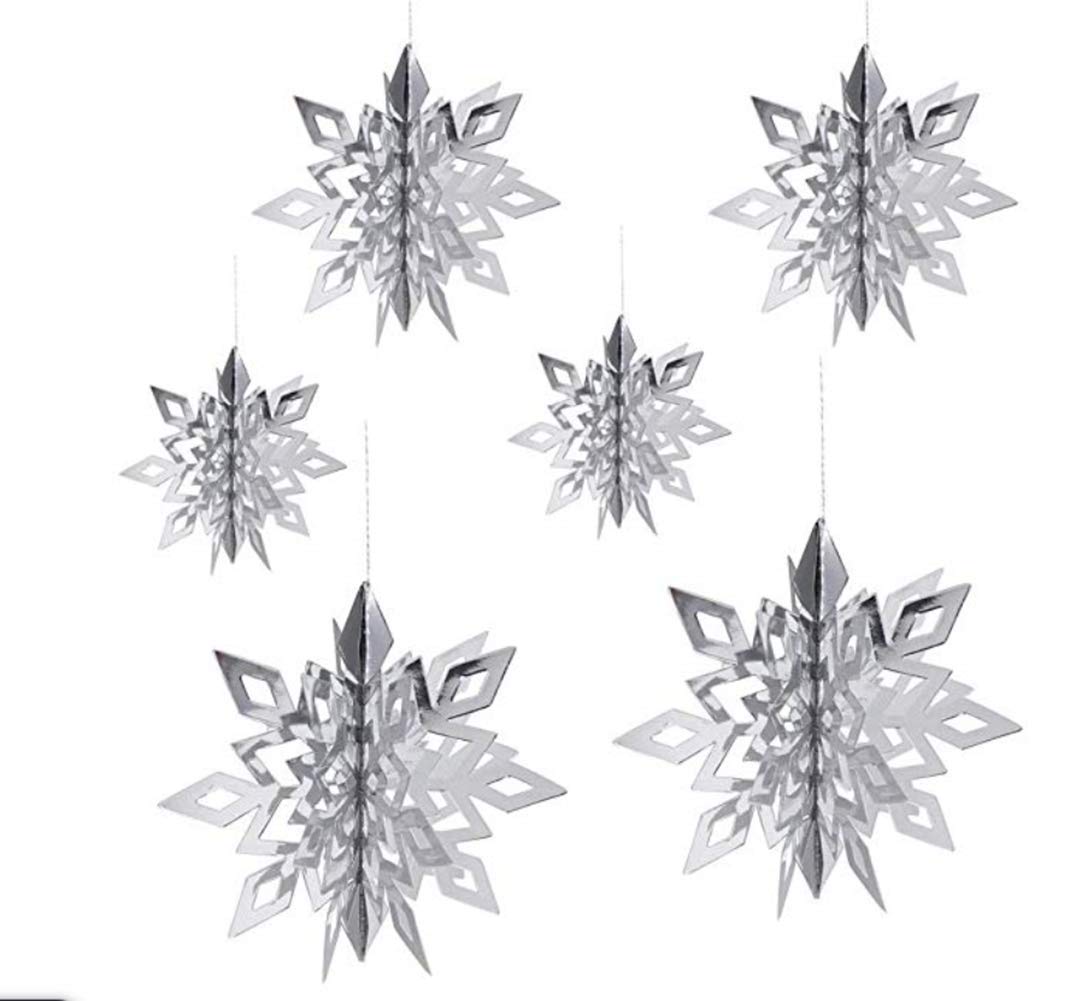 Christmas Snowflake String Hanging Decoration Window Decoration Xmas Accessories,Pack of 6 (silver)