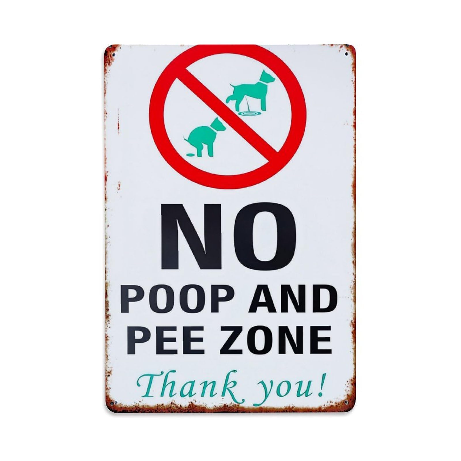 Jdyaojiesheng Vintage No Poop And Pee Zone Tin Sign Retro Metal Wall Decor Metal Poster, Home Bar Garage Farmhouse Cafe Wall Art Decoration 8X12inches