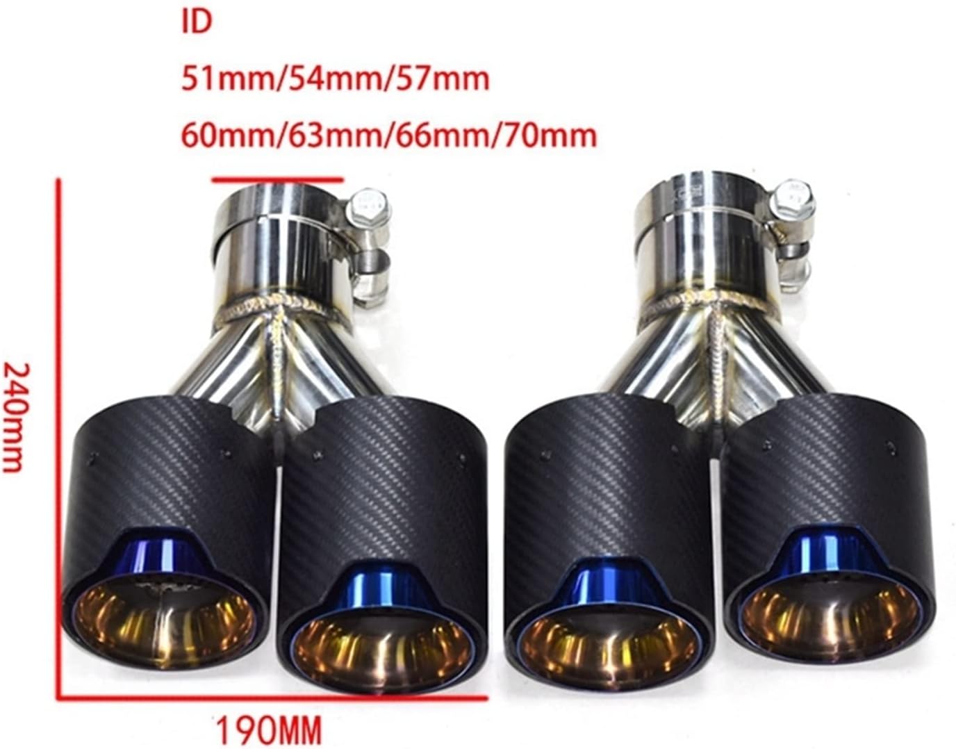 DRYZUN 2pcs Universal Carbon Fiber Car Exhaust Tip Y Shape Muffler Tip Tailpipe Mufflers Pipe Compatible with BMW Dual M Performance (Color : 63-89 Gloss Black) : Automotive