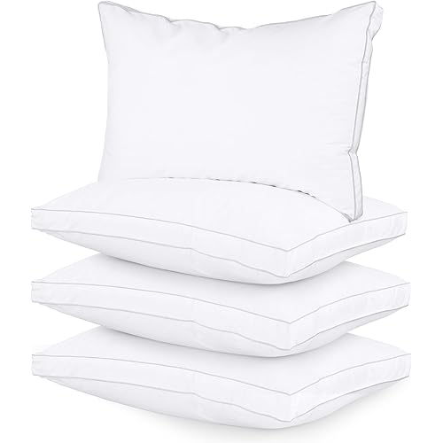 Utopia Bedding Bed Pillows for Sleeping Standard Queen Size (White), Set of 4, Cooling Hotel Quality, Gusseted Pillow for Back, Stomach or Side Sleepers